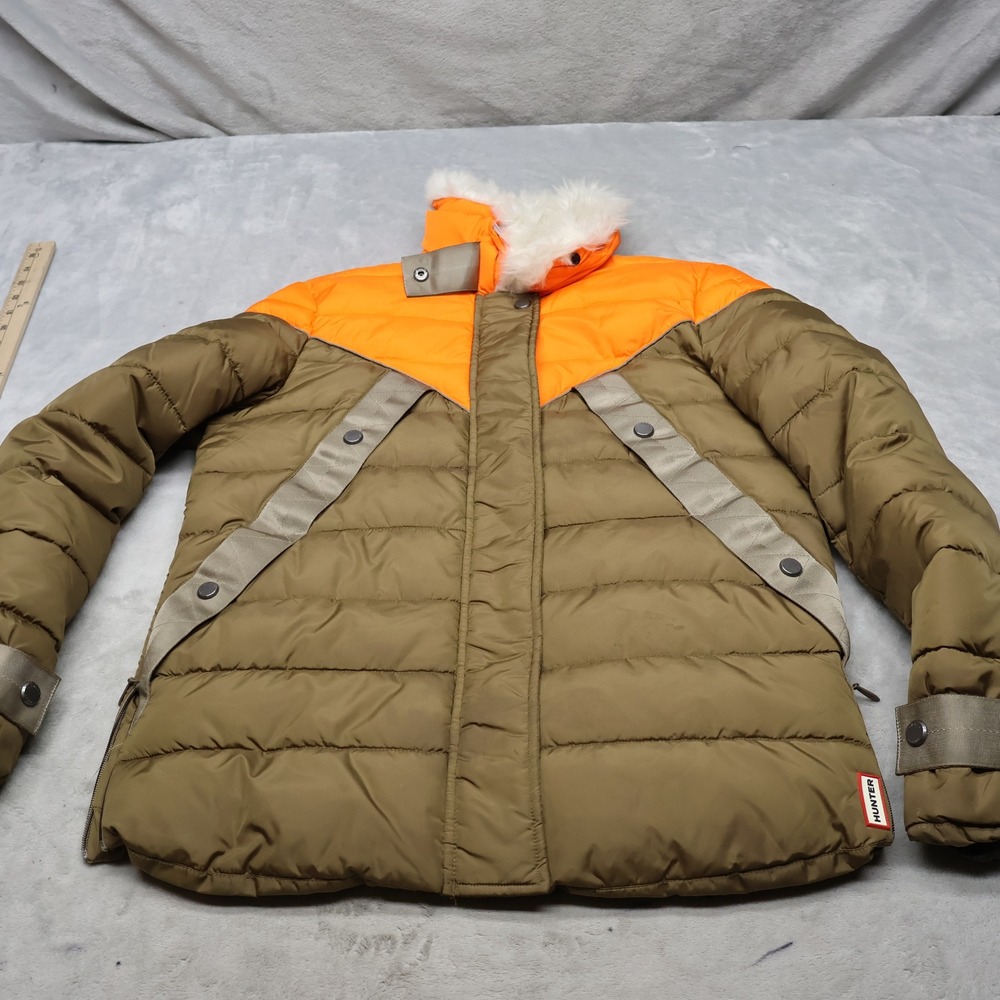 Hunter Jacket Womens XS Brown Faux Fur Hood Trim Winter Insulated Quilted Puffer